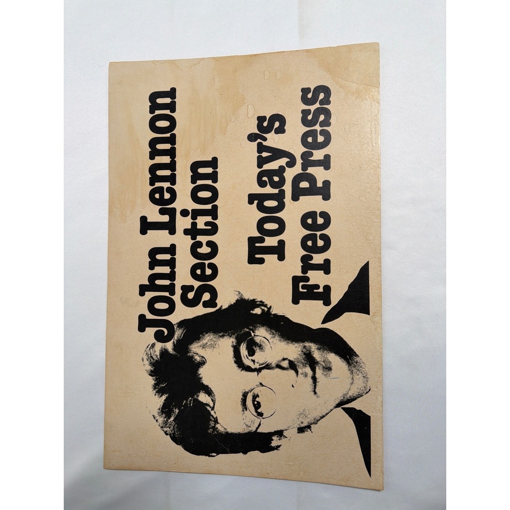 Vintage John Lennon Today's Free Press Poster Unisex OS Cream Fair